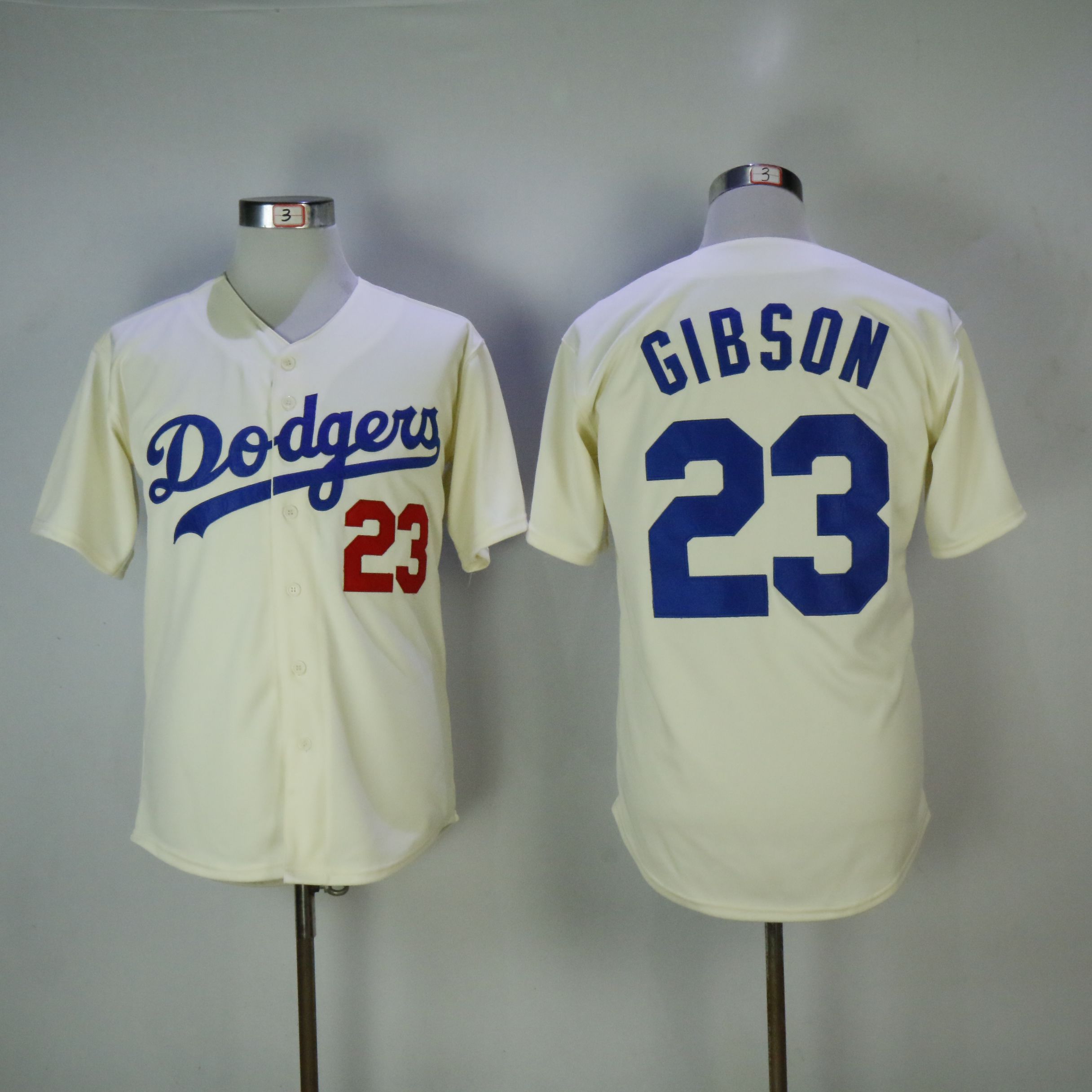 Men Los Angeles Dodgers 23 Gibson Cream Throwback MLB Jerseys